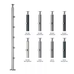 Poteau inox laqué (COULEUR AU CHOIX) de garde corps 5 lisses à la française