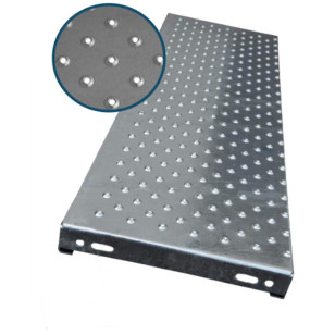 Marche escalier acier à picots antidérapants 600 x 240 mm galvanisée  