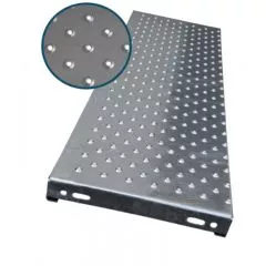 Marche escalier acier à picots antidérapants 600 x 240 mm galvanisée 