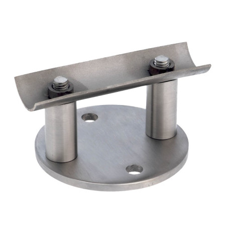 Platine de fixation garde corps à l'anglaise ronde pour tube rond inox, déport 50 mm