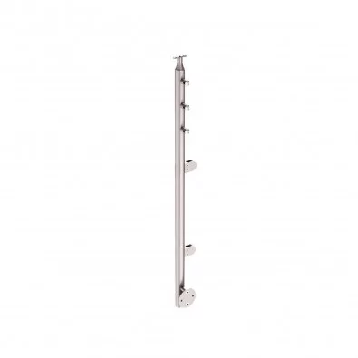 Poteau départ droite pour verre 8,76 mm et 2 barres 12mm inox 316 brossé pose à l'anglaise