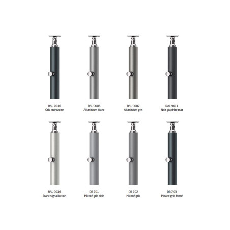 Choix des couleurs du poteau rond inox laqué (RAL au choix) de garde corps inox 5 barres à l'anglaise déport du mur 40 mm tranch
