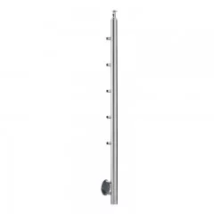 Poteau rond de garde corps inox 5 barres à l'anglaise inox 316 brossé déport du mur 40 mm tranche de dalle 10-15 cm