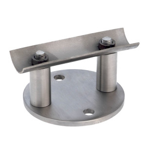 Platine de fixation garde corps à l'anglaise ronde pour tube rond inox, déport 70 mm