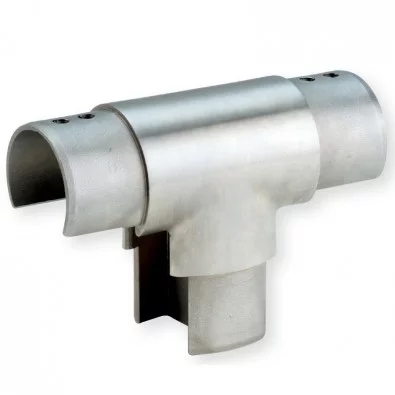 Té pour tube à gorge de diamètre 48,3 x 1,5 mm en inox 316 brossé Té pour tube à gorge de diamètre 48,3 x 1,5 mm en inox 316 brossé