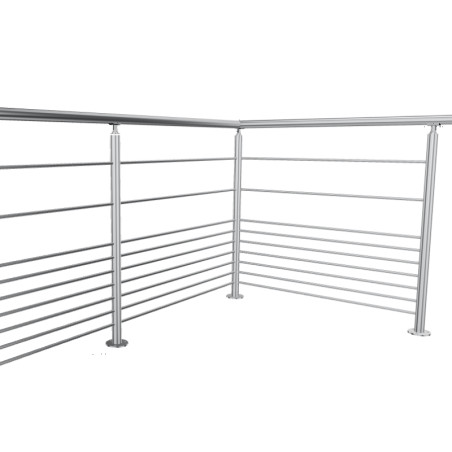 Garde corps inox à 9 barres et main courante inox brossé en kit à la française