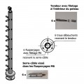 Poteau d'angle à 90° de garde corps inox avec 6 tendeurs et 6 serre-câbles et cache platine 2