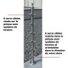 Poteau d'angle à 90° de garde corps inox avec 6 tendeurs et 6 serre-câbles et cache platine