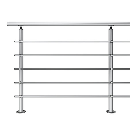 Garde corps à 5 barres en inox en kit à la française : rampe escalier, terrasse, balcon, mezzanine
