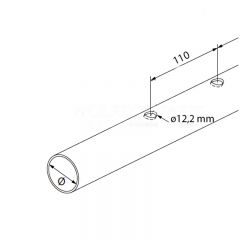 Barre à trous diamètre 42,4 mm de 2950 mm avec trous 12,2 mm tous les 110 mm inox 304 brossé