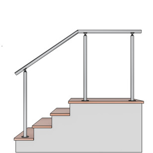Rampe d'escalier exterieur sur poteaux, en kit, en inox brossé