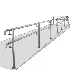 Double main courante rampe ERP PMR en inox 304 brossé, en kit