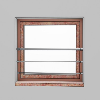 Garde corps de fenêtre en inox brossé diamètre 33,7 mm et 2 lisses 12 mm