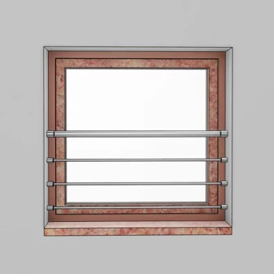 Garde corps de fenêtre en inox brossé diamètre 33,7 mm et 3 lisses 12 mm