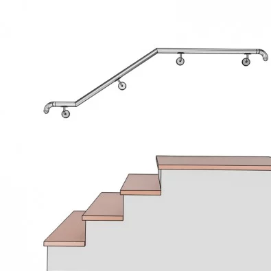 Main courante escalier ERP PMR en inox, en kit