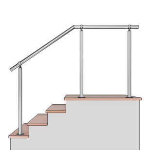 Rampe d'accès inox en kit avec BAGUE pour escalier, terrasse ou plateforme : qualité et prix !