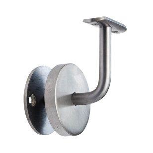 Support mural de main courante ø 42,4 mm avec cache platine ajusté en inox 316 brossé