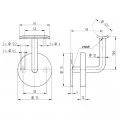 Support mural de main courante ø 42,4 mm avec cache platine ajusté en inox 316 brossé 1