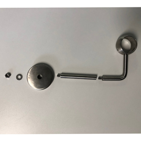 Support mural déporté et long de main courante ø 42,4 mm et cache en inox 304 brossé, à sceller