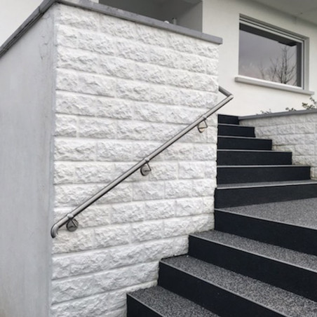 Support mural déporté et long de main courante ø 42,4 mm et cache en inox 304 brossé, à sceller
