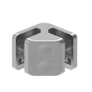 Pince à verre d'angle à 90° hauteur 45 mm inox 304 brossé verre 10,76 mm