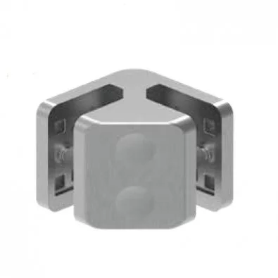 Pince à verre d'angle à 90° hauteur 45 mm inox 304 brossé verre 10,76 mm