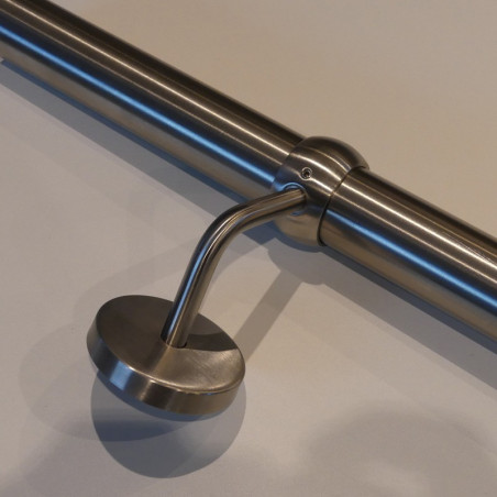 Support mural de main courante ø 42,4 mmavec bague et cache platine ajusté inox 316 brossé