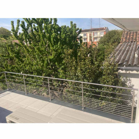 Garde corps inox à 9 barres et main courante inox brossé en kit à la française