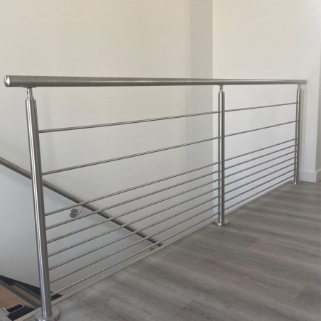 Garde corps inox à 9 barres et main courante inox brossé en kit à la française