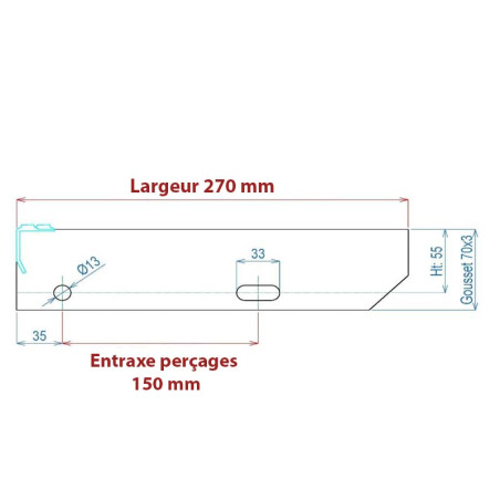 Marche escalier 800 x 270 mm caillebotis galvanisé maille 30 x 30 mm 