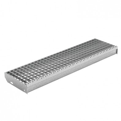 Marche escalier 800 x 270 mm caillebotis galvanisé maille 30 x 19 mm 