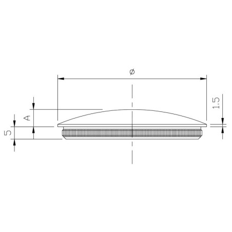 Bouchon pas cher massif bombé diam 33,7mm en inox 304 brossé à frapper