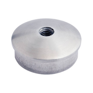Bouchon massif  fileté bombé de tube rond inox 42,4 mm inox 304 brossé