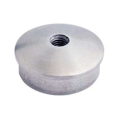 Bouchon massif fileté bombé de tube rond inox 42,4 mm inox 304 brossé