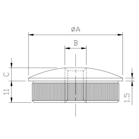Bouchon massif  fileté bombé de tube rond inox 48,3 mm inox 304 brossé