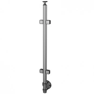 Poteau de garde corps inox à l'anglaise à verre de milieu