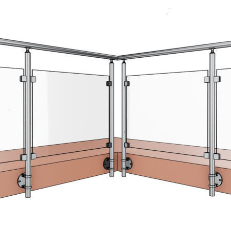 Garde corps verre et inox en kit extérieur ou intérieur, à l'anglaise