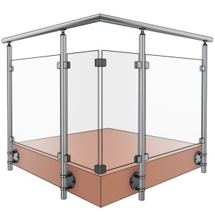 Garde corps terrasse, balcon, mezzanine inox et verre en kit à l'anglaise