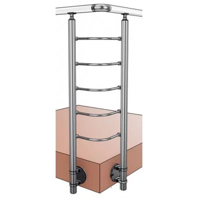 Kit complet angle à 90° avec 2 poteaux, 5 coudes pour câble et 1 pour main courante