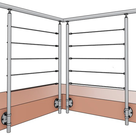 Garde corps terrasse à câbles en kit extérieur ou intérieur, à l'anglaise