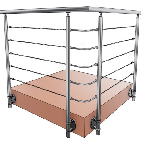 Garde corps terrasse à câbles en kit extérieur ou intérieur, à l'anglaise