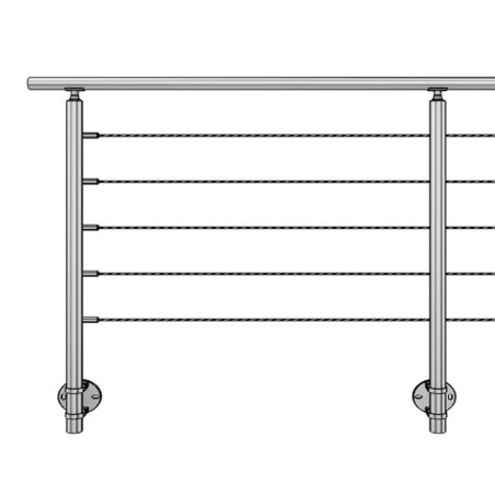 Garde corps terrasse à câbles en kit extérieur ou intérieur, à l'anglaise