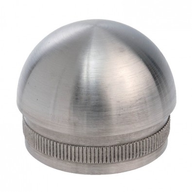 Bouchon de main courante 1/2 sphère en inox 316 brossé, diamètre 42,4 mm