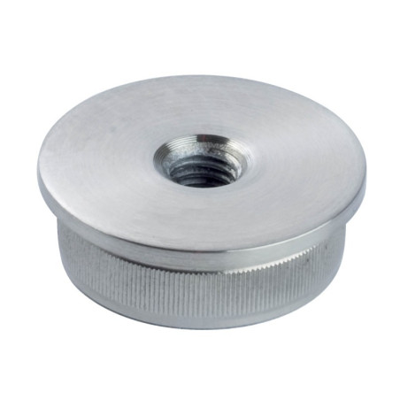 Bouchon massif fileté plat pour tube rond inox 33,7 mm inox 304 brossé
