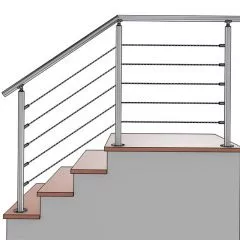 Garde corps de terrasse, escalier, en kit à 5 câbles inox, à la française