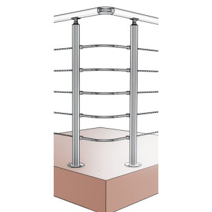 Kit angle à 90° avec 2 poteaux, 5 coudes pour câble et 1 pour main courante