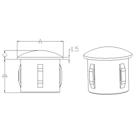 Bouchon bombé pour tube inox rond 48,3 mm ép 2-2,6 mm inox 316 brossé