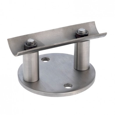 Platine de fixation latérale ronde pour poteau inox 316 avec déport 40 mm
