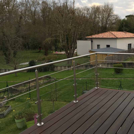 Garde corps inox en kit à verre et barres à la française : rampe escalier, terrasse, balcon ou mezzanine