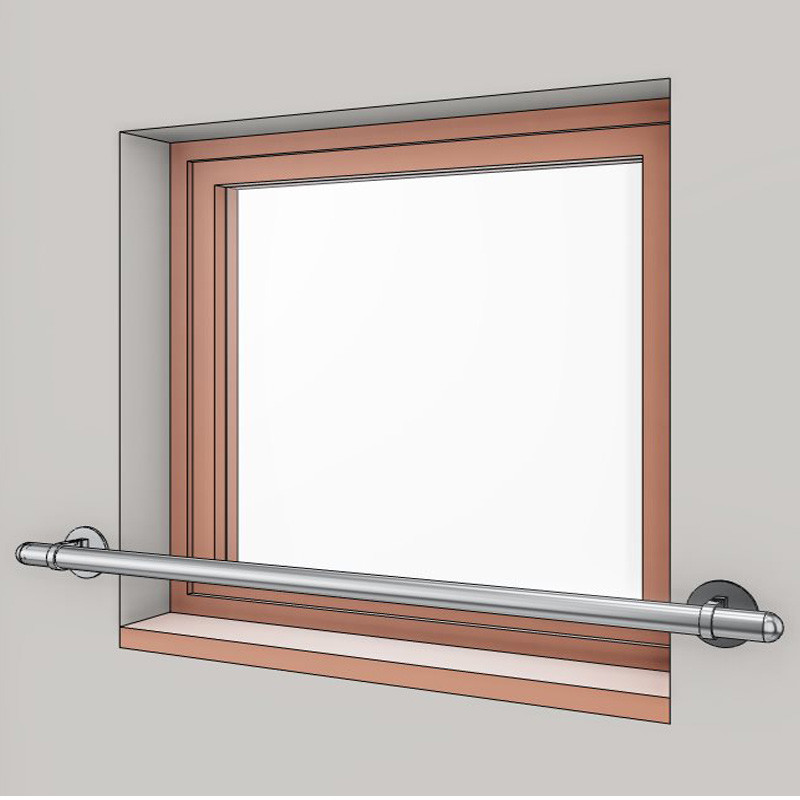Barre d'appui de fenetre en inox, en kit, pose en applique